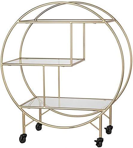 imageDesign Toscano Art Deco Savoy Trolley Drinks Bar Cart Gold Finish