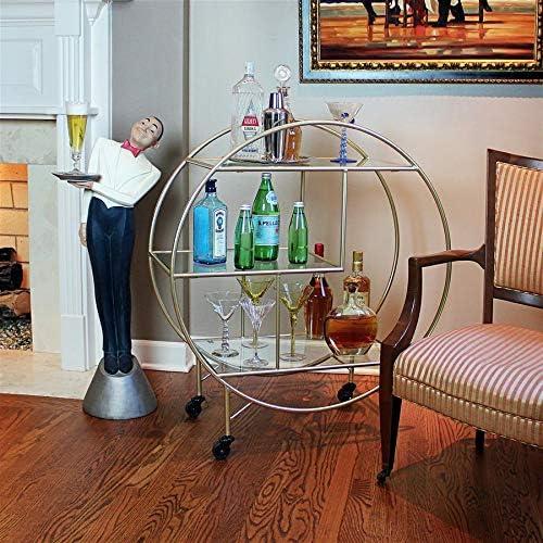 imageDesign Toscano Art Deco Savoy Trolley Drinks Bar Cart Gold Finish