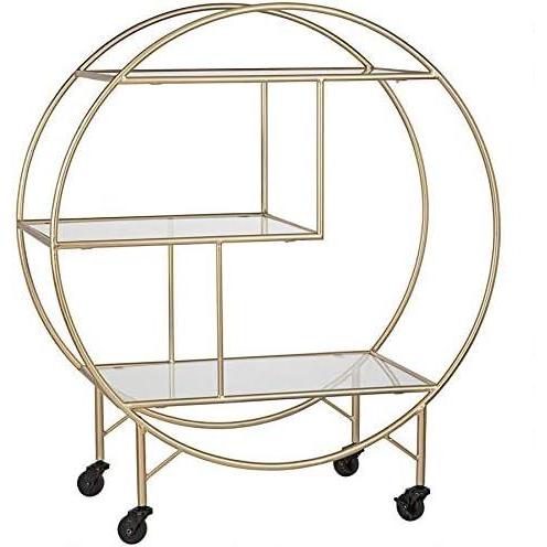 imageDesign Toscano Art Deco Savoy Trolley Drinks Bar Cart Gold Finish