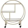 Design Toscano Art Deco Savoy Trolley Drinks Bar Cart, Gold Finish