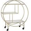 Design Toscano Art Deco Savoy Trolley Drinks Bar Cart, Gold Finish