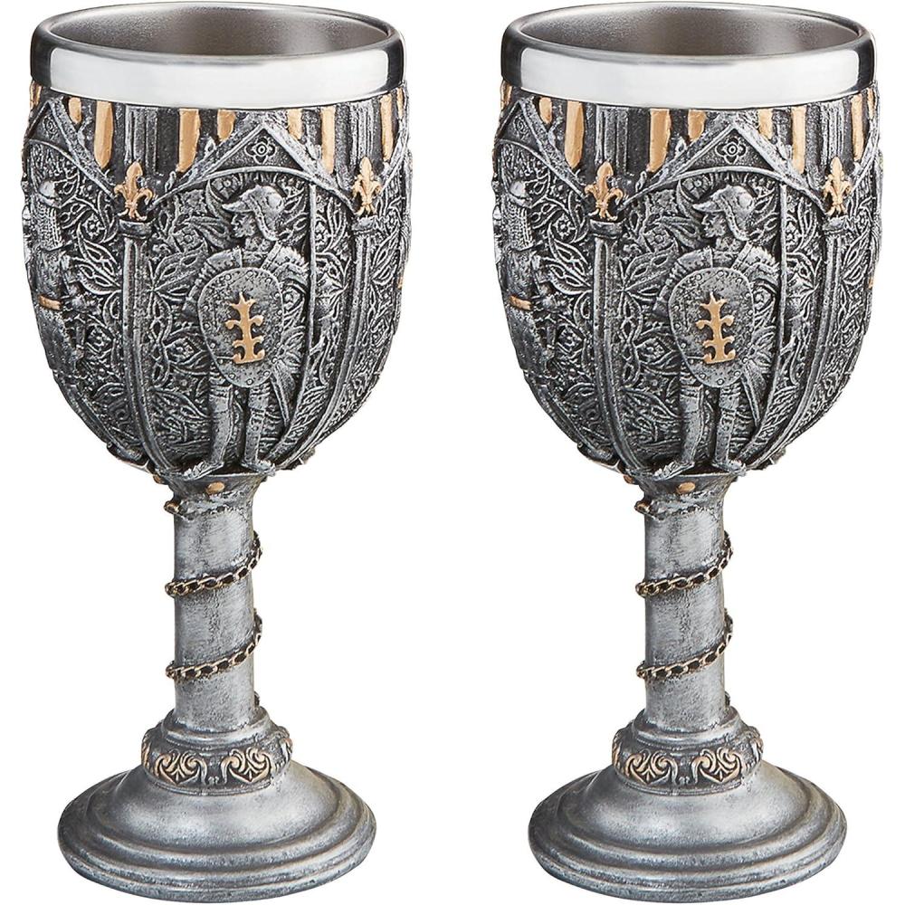 imageDesign Toscano Toast of the Zombie Sculptural GobletCL95698 Legion of The Kings Royal Gothic Set of Two Knights Goblet