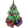 Design Toscano Christmas Tree Stained Glass Lamp Illuminated Sculpture, Medium, full color