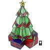 Design Toscano Christmas Tree Stained Glass Lamp Illuminated Sculpture, Medium, full color