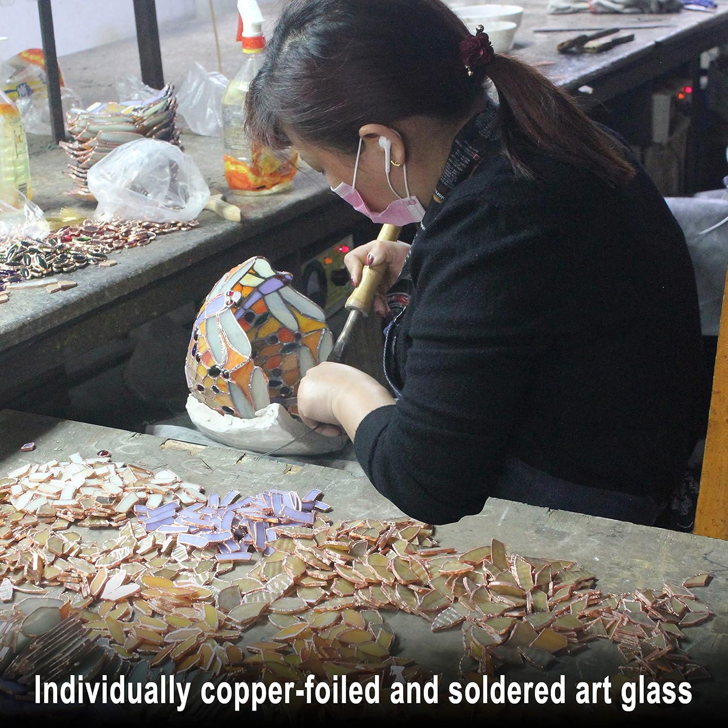 imageDesign Toscano Colbalt Blue Dragonfly TiffanyStyle Stained Glass WindowEmerald Green Dragonfly Stained Glass