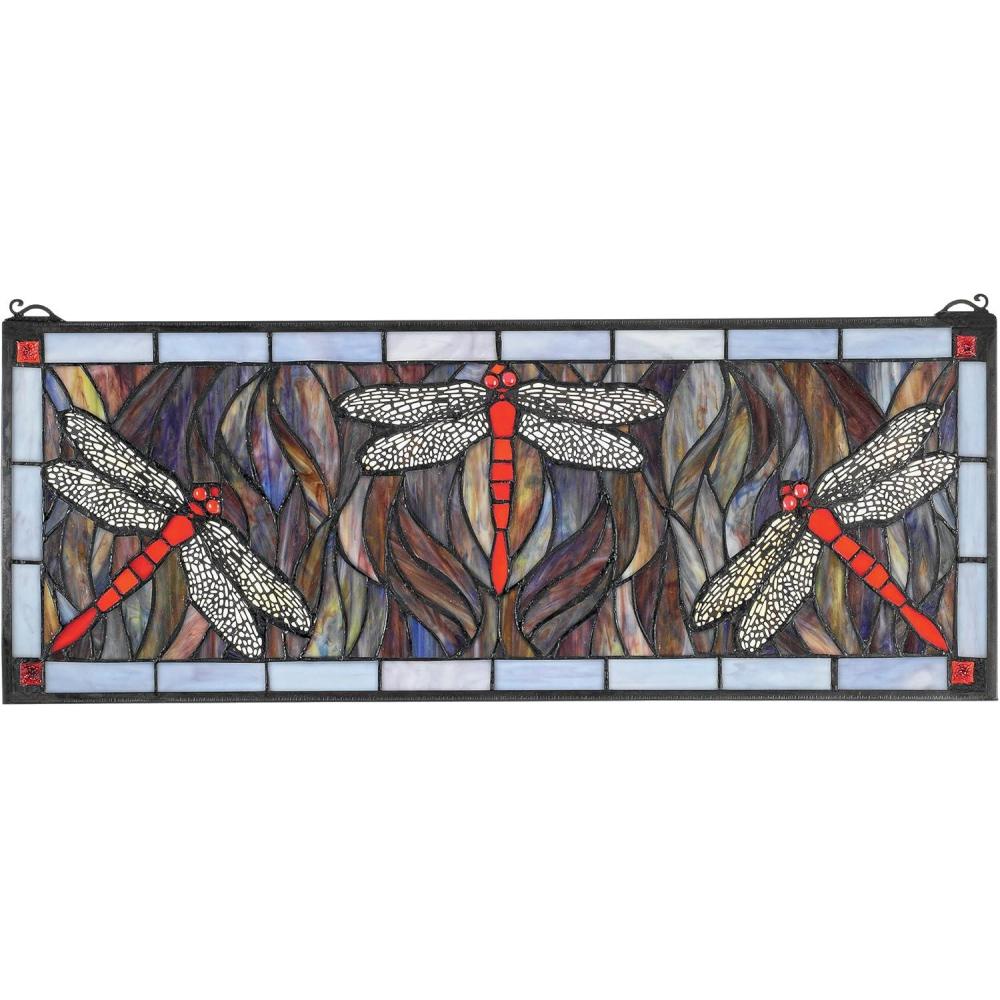 imageDesign Toscano Colbalt Blue Dragonfly TiffanyStyle Stained Glass WindowCobalt Blue Dragonfly Stained Glass
