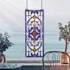 Design Toscano Blackstone Hall Stained Glass Window Hanging Panel with Scrolled Brackets, 9 Inches Wide, 0 Inches Deep, 35 Inches High, Stained Glass, Full Color Finish(Hyde street)