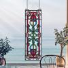 Design Toscano Blackstone Hall Stained Glass Window Hanging Panel with Scrolled Brackets, 9 Inches Wide, 0 Inches Deep, 35 Inches High, Stained Glass, Full Color Finish(Pink Dahlia)