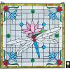 Design Toscano Stained Glass Panel – Dragonfly Pond 24”W x 24.5”H Wall Hanging, Blossom Pink, Handcrafted Stained Glass Sculpture