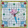 Design Toscano Stained Glass Panel – Dragonfly Pond 24”W x 24.5”H Wall Hanging, Blossom Pink, Handcrafted Stained Glass Sculpture