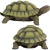 Design Toscano Gilbert the Box Turtle Indoor/Outdoor Garden Decor Animal Statue, Set of Two, 9 Inch Long, Cast Stone Resin, Green Painted Finish