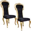 Design Toscano Delacroix Ebony Velvet Gilded Side Chair: Set of Two