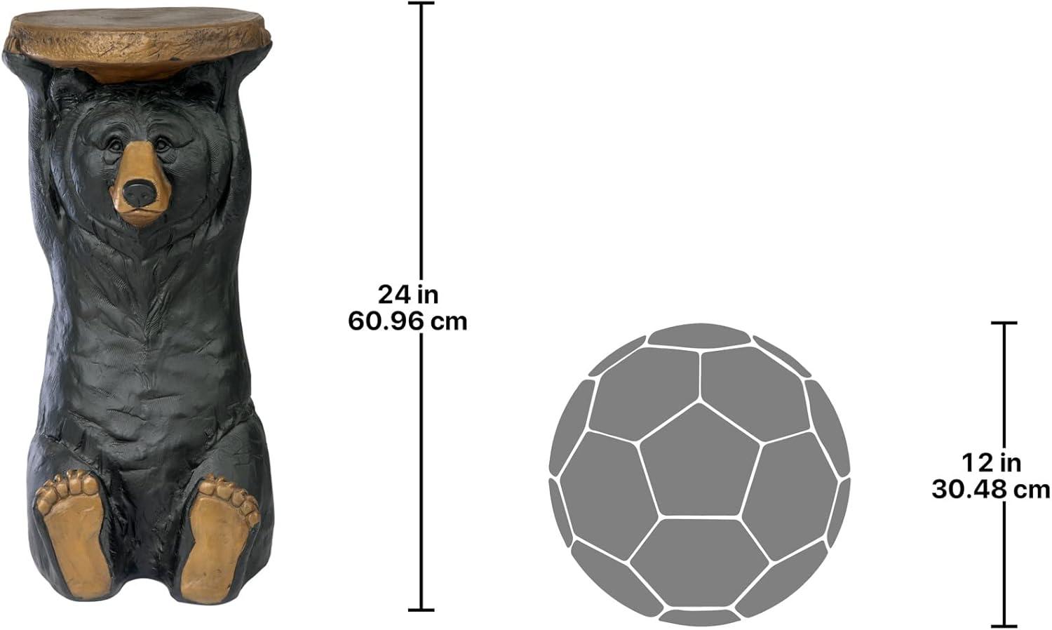 imageDesign Toscano Black Forest Bear Pedestal Table Rustic Cabin Decor 24 Inch Tall Cast Stone Resin Full Color FinishForest Bear