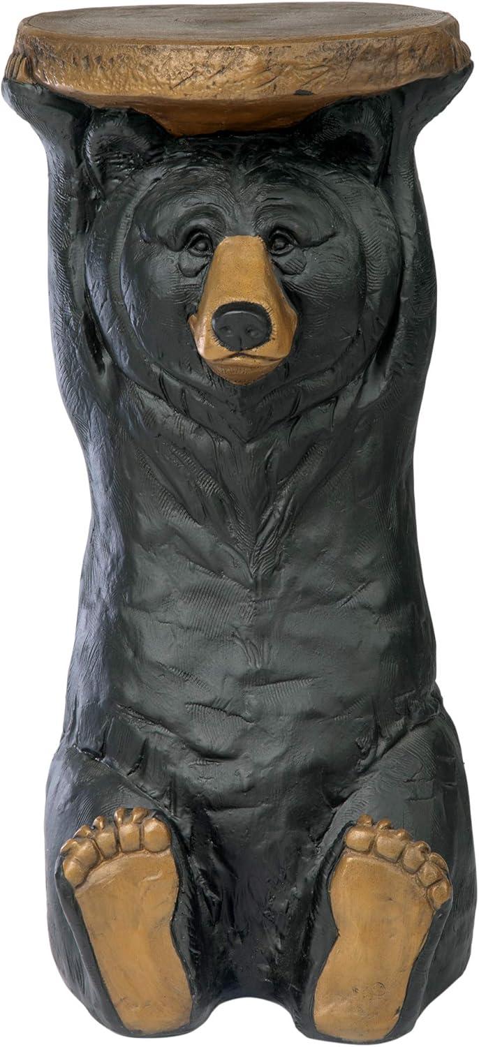 imageDesign Toscano Black Forest Bear Pedestal Table Rustic Cabin Decor 24 Inch Tall Cast Stone Resin Full Color FinishForest Bear
