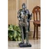 Design Toscano King’s Guard Medieval Decor Half Scale Knight Armor Gothic Statue, 39 Inch Tall, Cast Stone Resin, Metallic Finish with Faux Stone Base