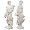 Design Toscano Flora and Proserpina, Patronesses of Growth Outdoor Garden Statues, Set of Two, 44 inch, Fiberglass Cast Stone Resin, Limestone Finish