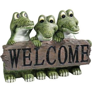 Design Toscano EU10544 Ragin’ Cajun Crocodile Welcome Statue,Full Color 11.5″Wx7.5″Dx8″H
