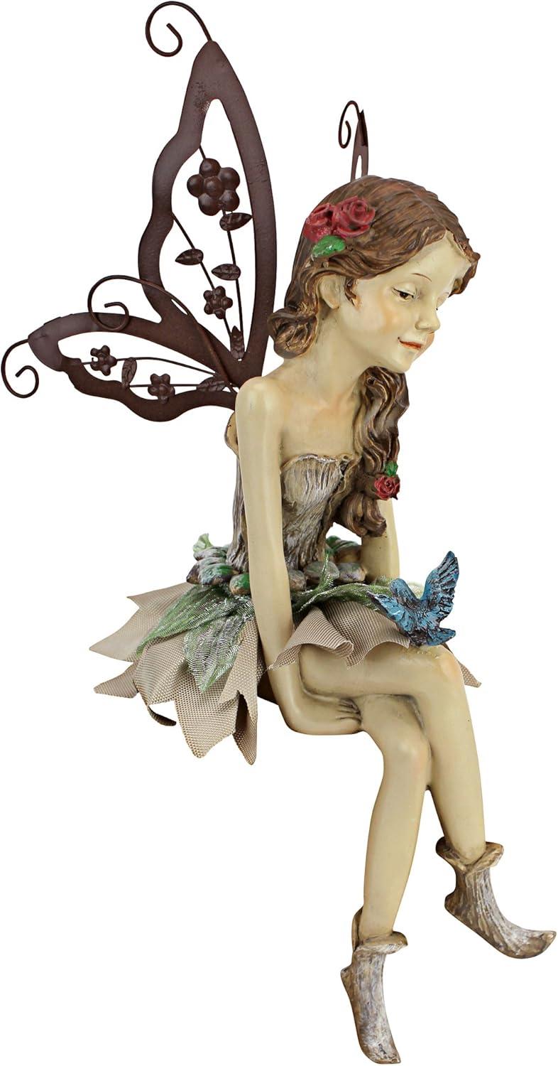image:imageDesign Toscano Fannie the Garden Fairy IndoorOutdoor Shelf Sitting Statue 12 Inch Tall Cast Stone Resin Full Color FinishStatue