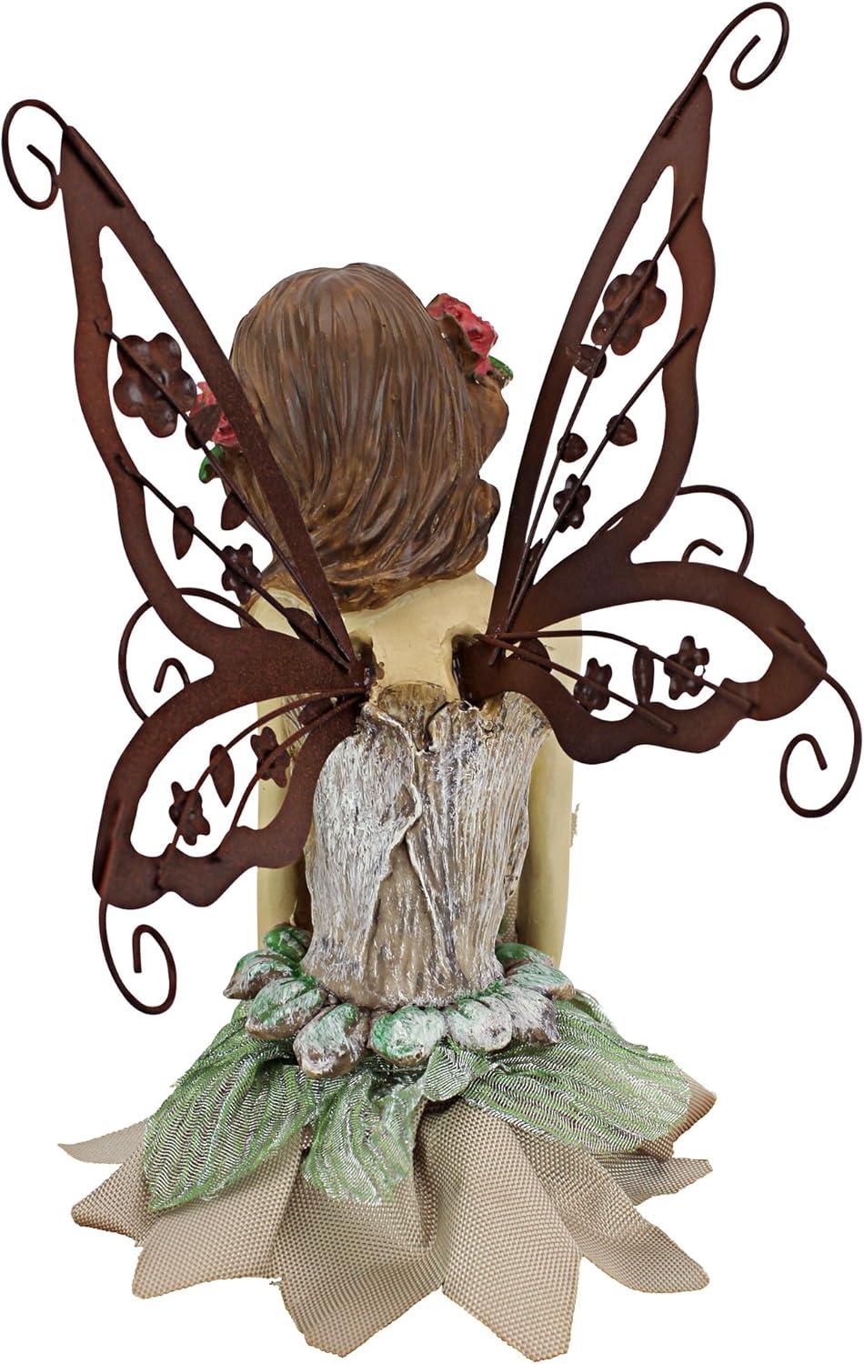 image:imageDesign Toscano Fannie the Garden Fairy IndoorOutdoor Shelf Sitting Statue 12 Inch Tall Cast Stone Resin Full Color FinishStatue
