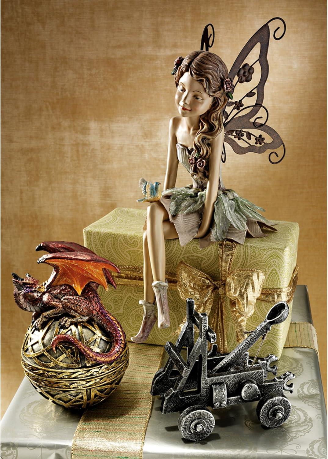 image:imageDesign Toscano Fannie the Garden Fairy IndoorOutdoor Shelf Sitting Statue 12 Inch Tall Cast Stone Resin Full Color FinishStatue