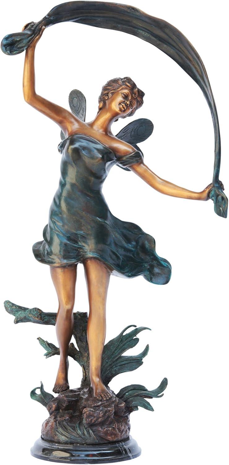 image:imageDesign Toscano Fannie the Garden Fairy IndoorOutdoor Shelf Sitting Statue 12 Inch Tall Cast Stone Resin Full Color FinishStatue