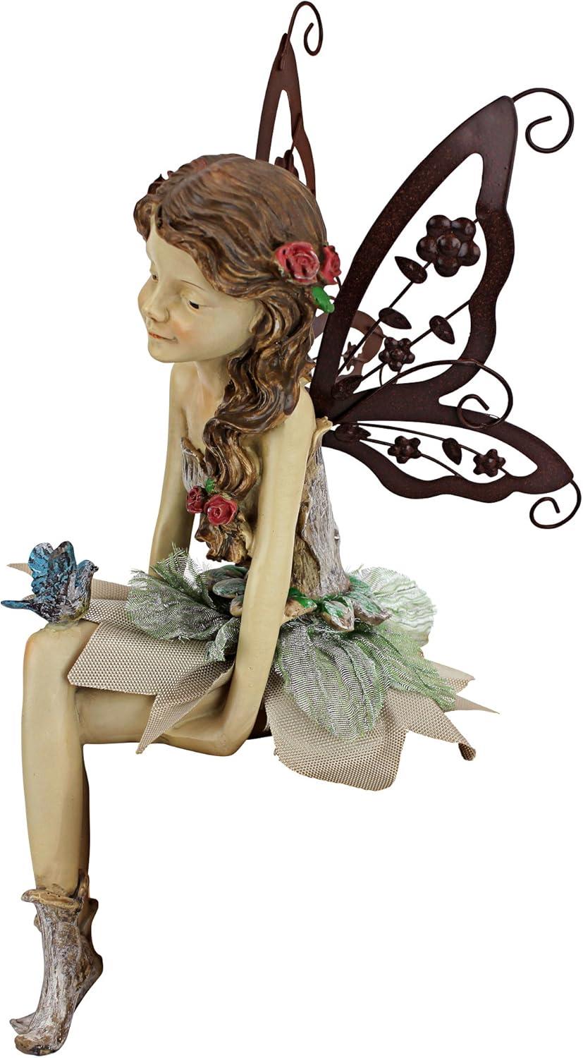 image:imageDesign Toscano Fannie the Garden Fairy IndoorOutdoor Shelf Sitting Statue 12 Inch Tall Cast Stone Resin Full Color FinishStatue