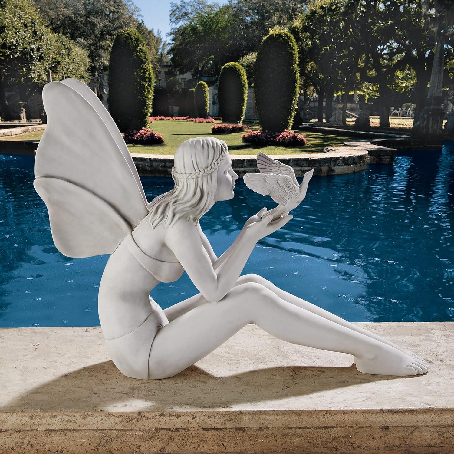 image:imageDesign Toscano Fannie the Garden Fairy IndoorOutdoor Shelf Sitting Statue 12 Inch Tall Cast Stone Resin Full Color FinishStatue
