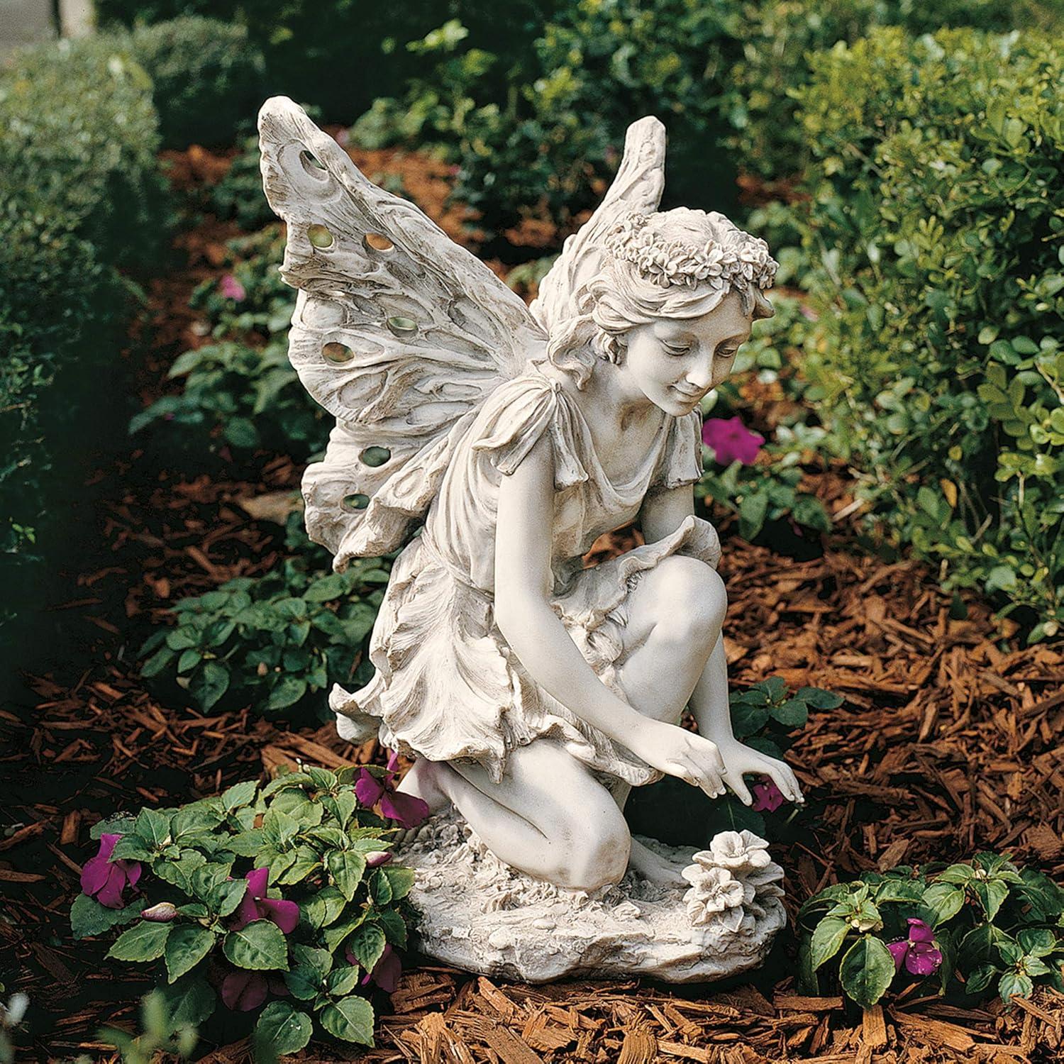 image:imageDesign Toscano Fannie the Garden Fairy IndoorOutdoor Shelf Sitting Statue 12 Inch Tall Cast Stone Resin Full Color FinishStatue