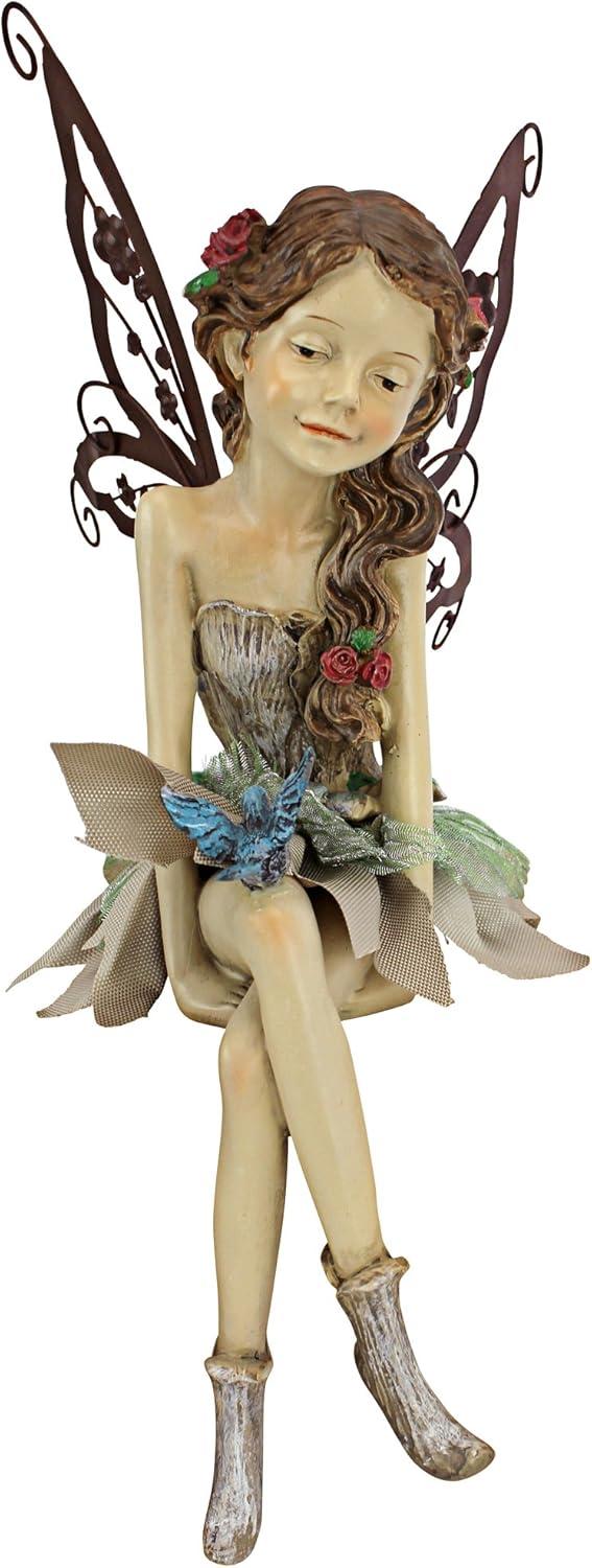 image:imageDesign Toscano Fannie the Garden Fairy IndoorOutdoor Shelf Sitting Statue 12 Inch Tall Cast Stone Resin Full Color FinishStatue