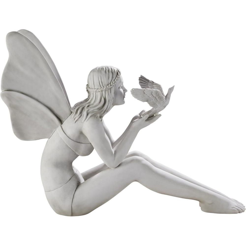 image:imageDesign Toscano Fannie the Garden Fairy IndoorOutdoor Shelf Sitting Statue 12 Inch Tall Cast Stone Resin Full Color FinishStatue