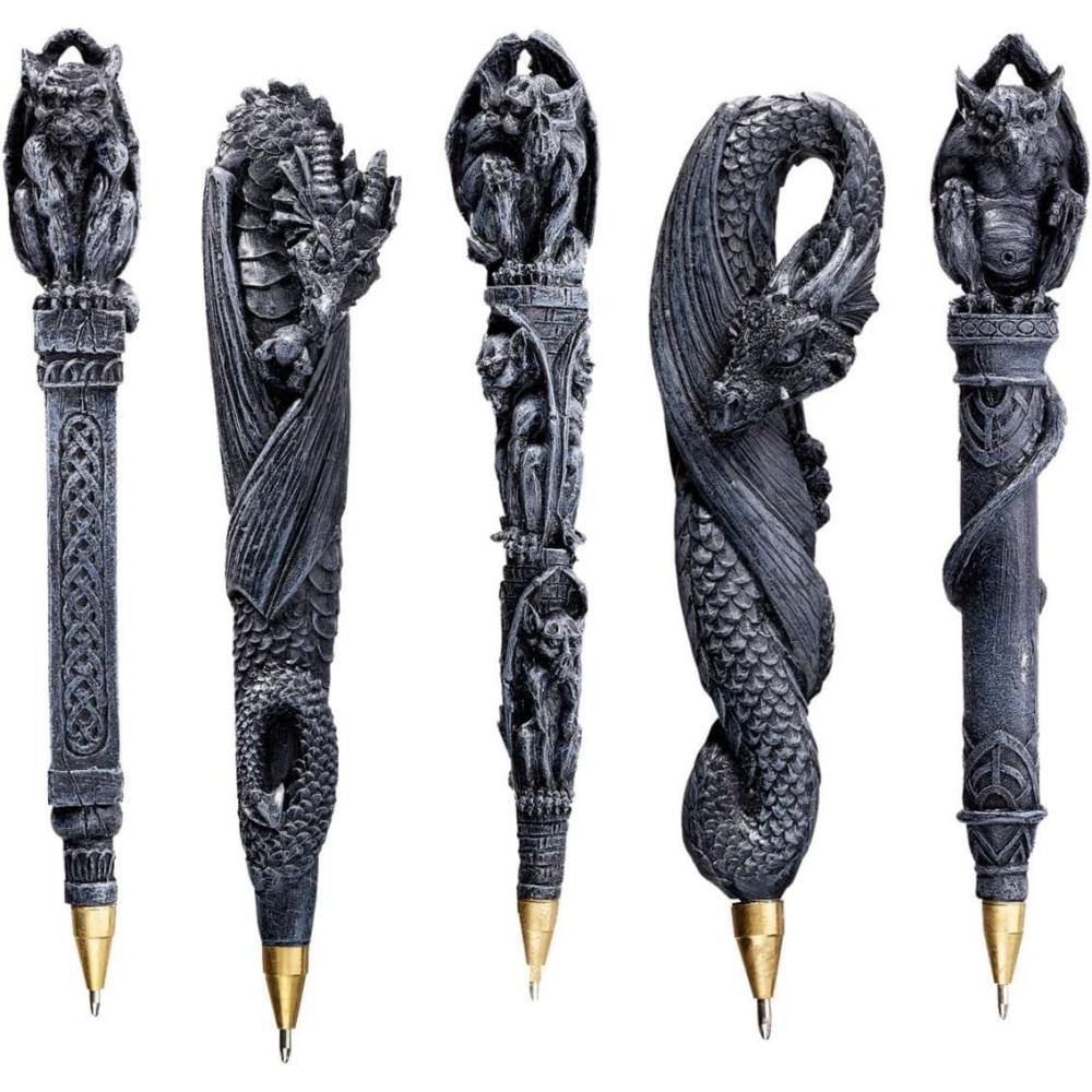 image:imageDesign Toscano Gargoyles and Dragons Gothic Decor Sculptural Ball Point Pens Desk Accessories 6 Inches Wide 0 Inches Deep 0 Inches High Handcast Polyresin Gray Stone Finish