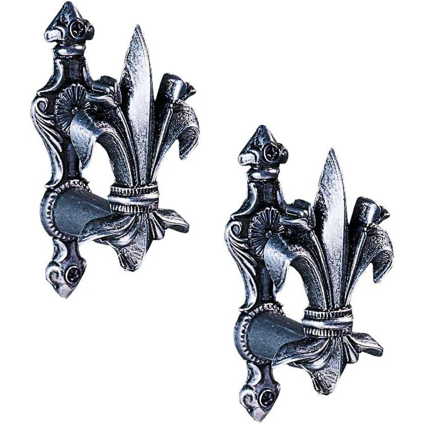 image:imageDesign Toscano ME110 FleurDeLis Sword Hanger Set of 2Pewter and Gold FinishFleur De Lis