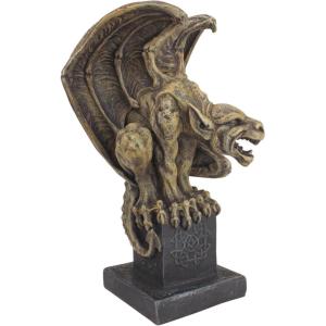 Design Toscano Abbadon Gothic Gargoyle Indoor/Outdoor Garden Statue on Celtic Base, 12 Inches Tall, Cast Stone Resin, Two Tone Stone Finish