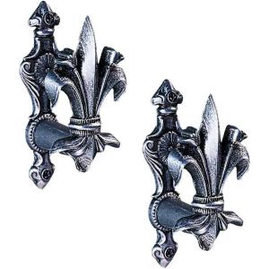 Design Toscano ME110 Fleur-De-Lis Sword Hanger (Set of 2),Pewter and Gold Finish(Fleur De Lis)