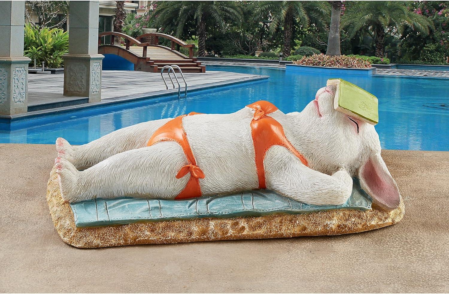 image:imageDesign Toscano Beach Bunny Soaking Up Some Rays Rabbit Garden Statue