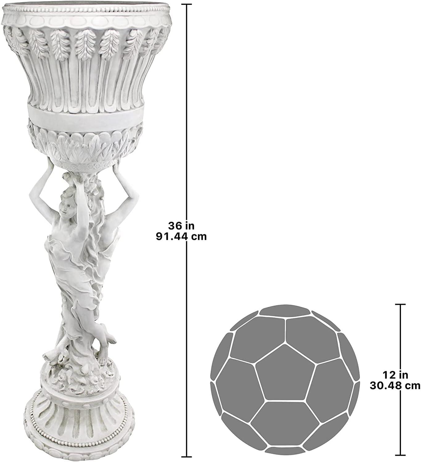 image:imageDesign Toscano Les Filles Joyeuses Dancing Maidens Pedestal Column Plant Stand with Urn 36 Inch Tall Cast Stone Resin Antique Stone Finish
