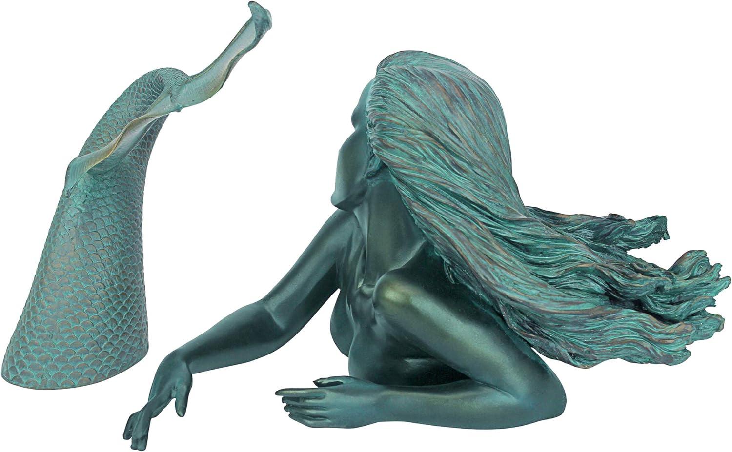 image:imageDesign Toscano Meara the Mermaid Swimmer IndoorOutdoor Garden Statue for Patio Pool or Lawn 16 Inches Wide 7 Inches Deep 7 Inches High Handcast Polyresin Green Verdigris Finish