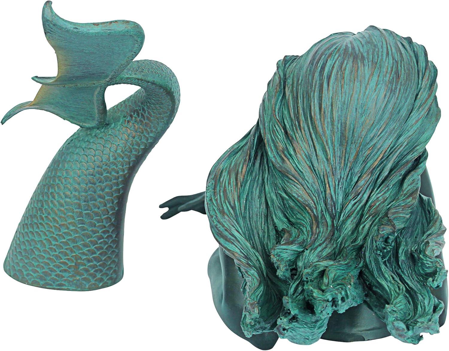 image:imageDesign Toscano Meara the Mermaid Swimmer IndoorOutdoor Garden Statue for Patio Pool or Lawn 16 Inches Wide 7 Inches Deep 7 Inches High Handcast Polyresin Green Verdigris Finish