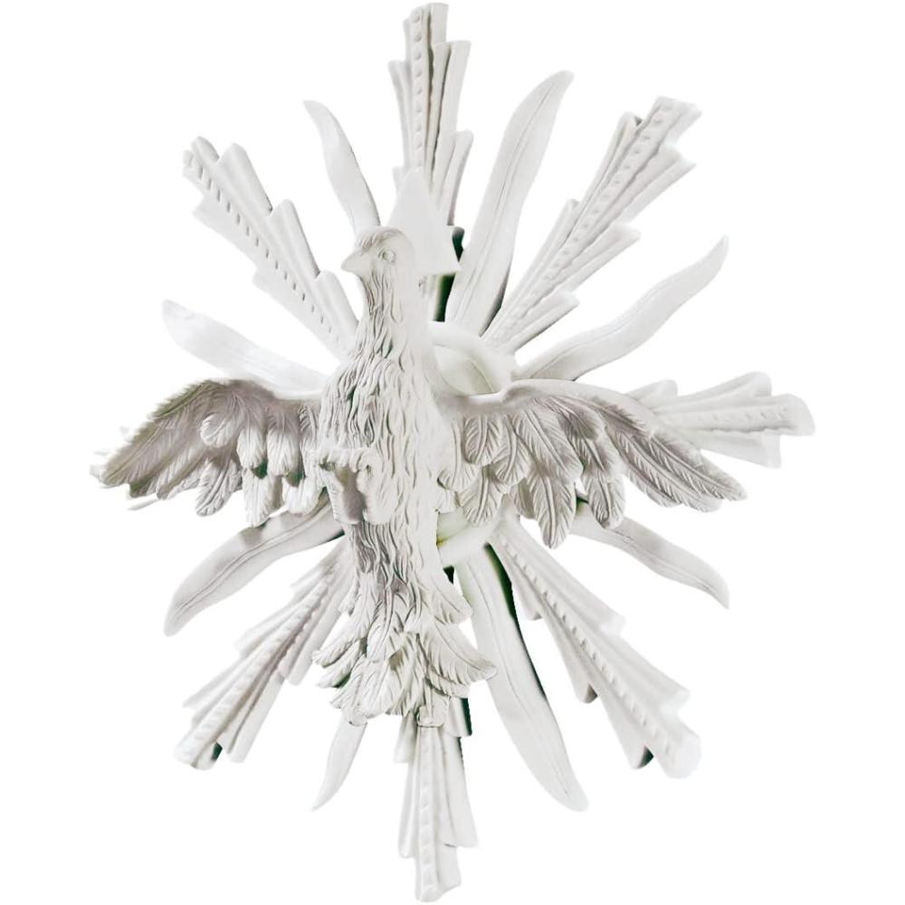image:imageDesign Toscano Mystical Snowy Owl Bird IndoorOutdoor Wall Frieze Sculpture Medium 19 inches wide 11 inches tall Cast Stone Resin White FinishWhite Finish