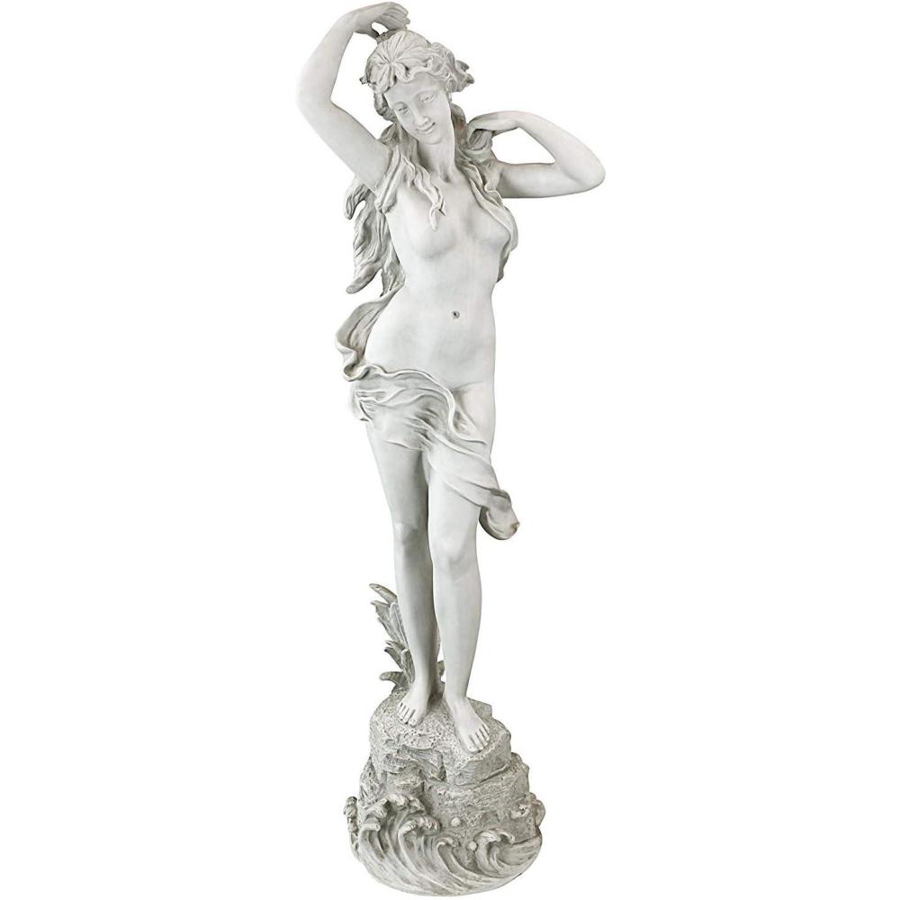 image:imageDesign Toscano Spring Awakening Classic Woman Garden Statue 14 inches wide 40 inches tall Cast Stone Resin Antique Stone Finish
