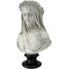 Design Toscano Veiled Maiden Indoor Bust Statue, 9 Inch Wide, 14 Inch Tall, Cast Stone Resin, Antiqued White Finish with a Black Painted Base