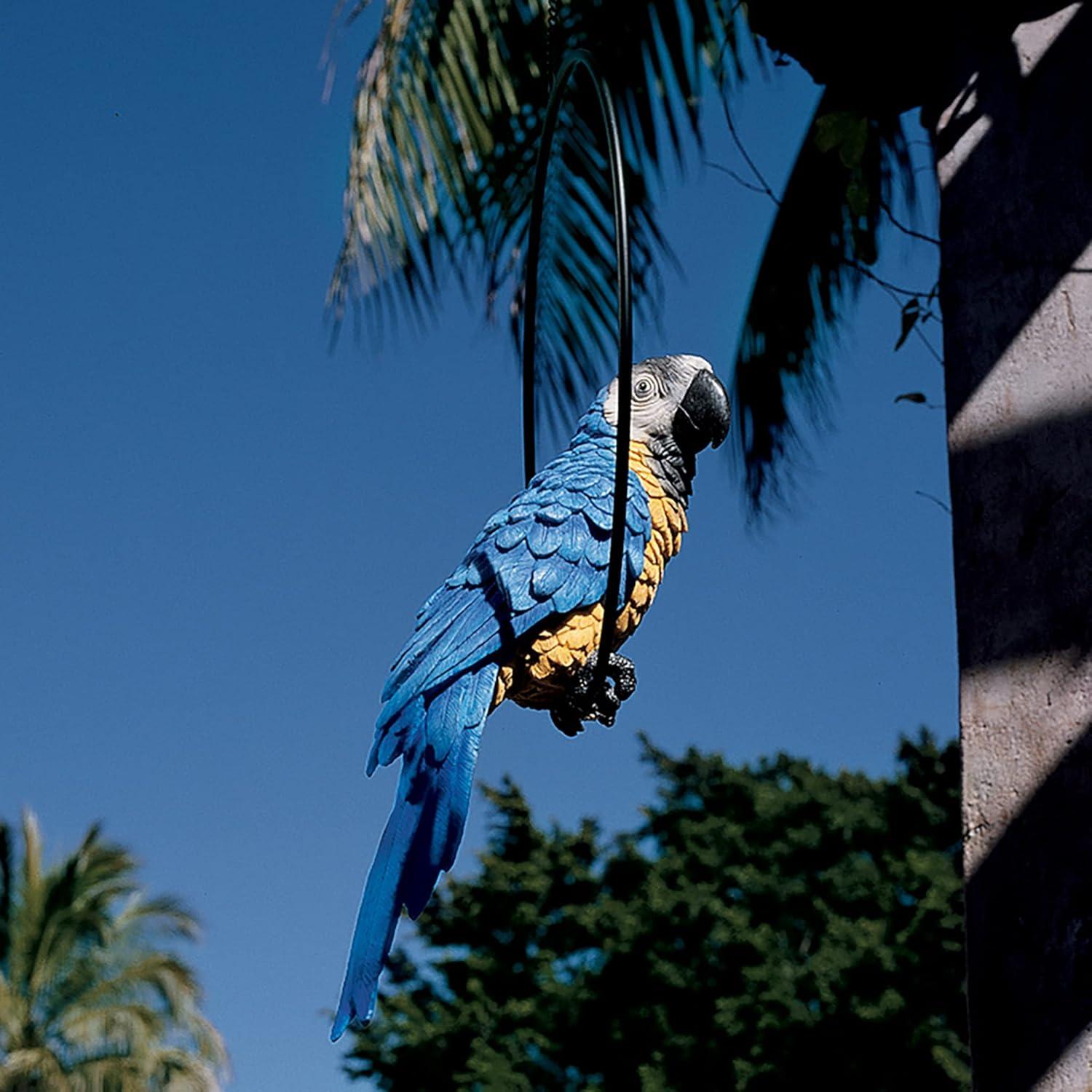 image:imageDesign Toscano Polly in Paradise Parrot Sculpture on Ring Perch Large Twin