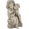 Design Toscano Boy and Girl Garden Decor Statue ,14 Inch, Polyresin, Antique Stone(Kissing Kids Boy and Girl)