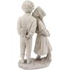 Design Toscano Boy and Girl Garden Decor Statue ,14 Inch, Polyresin, Antique Stone(Love’s First Kiss Children)