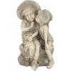Design Toscano Boy and Girl Garden Decor Statue ,14 Inch, Polyresin, Antique Stone(Kissing Kids Boy and Girl)