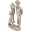 Design Toscano Boy and Girl Garden Decor Statue ,14 Inch, Polyresin, Antique Stone(Love’s First Kiss Children)