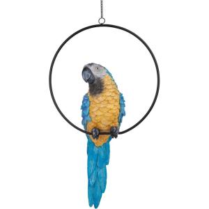 Design Toscano Polly in Paradise Parrot Sculpture on Ring Perch, Large, Twin