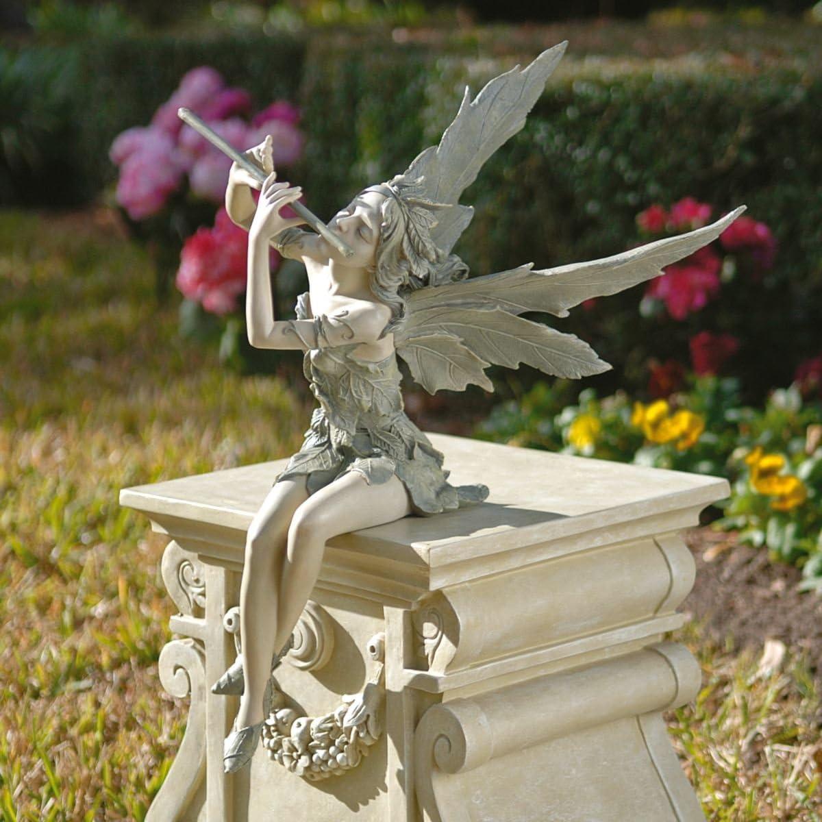 image:imageDesign Toscano Fairy of the West Wind Shelf Sitting Garden Statue 19 Inch Tall Cast Stone Resin Two Tone Stone FinishSet of 2