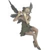 Design Toscano Fairy of the West Wind Shelf Sitting Garden Statue, 19 Inch Tall, Cast Stone Resin, Two Tone Stone Finish(Set of 2)