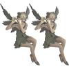 Design Toscano Fairy of the West Wind Shelf Sitting Garden Statue, 19 Inch Tall, Cast Stone Resin, Two Tone Stone Finish(Set of 2)